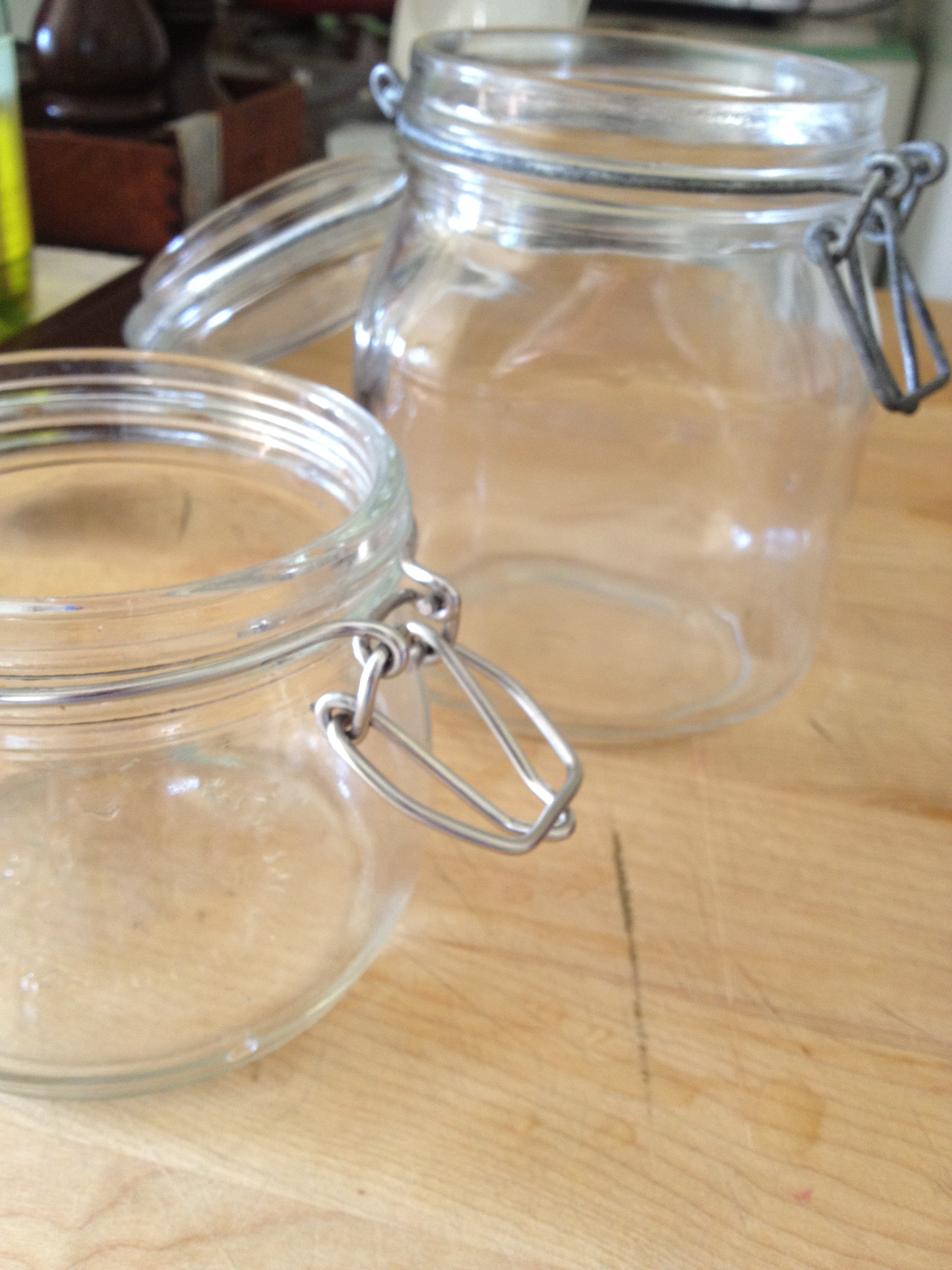 empty clean jars homemade sauerkraut | stems and all